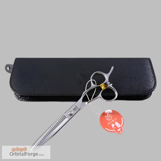 Professional Thinning Scissors in Black Leather Case, Japan 440C Stainless Steel