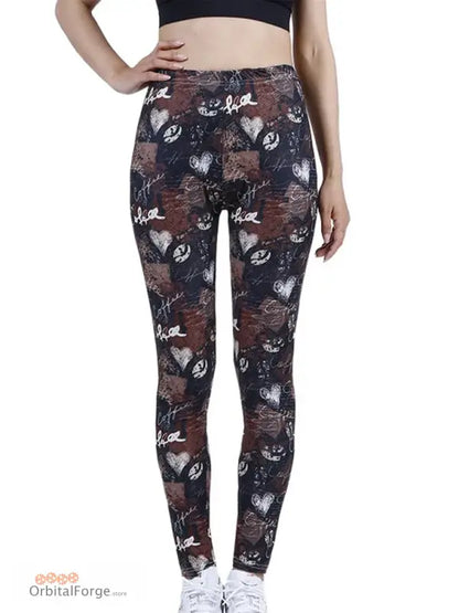 Floral Camouflage Leggings in dark colors, perfect for casual wear and slim stretch fit