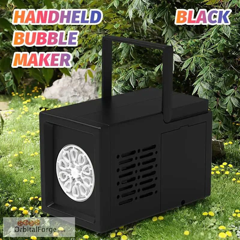 Black handheld bubble maker.