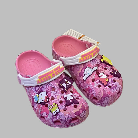 Hello Kitty Lightweight slip-on clogs - Lightweight Summer Beach Shoes for Kids Drainage Design in Fun Anime Prints