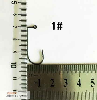 High Carbon Steel Aberdeen Fishing Hooks with measurement rulers for scale