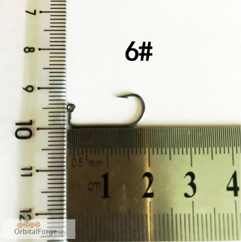 Curved 6# High Carbon Steel Aberdeen Fishing Hook with measuring rulers for size reference