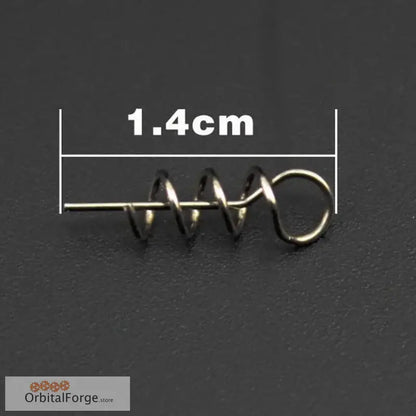 Metal spring coil hook for soft lure baits, 1.4cm long with a convenient loop