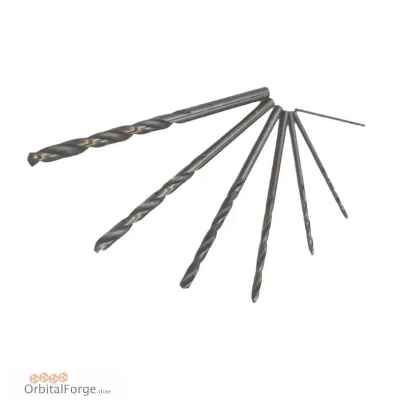 Set of M35 Cobalt Steel twist drill bits in a fan pattern for precision drilling