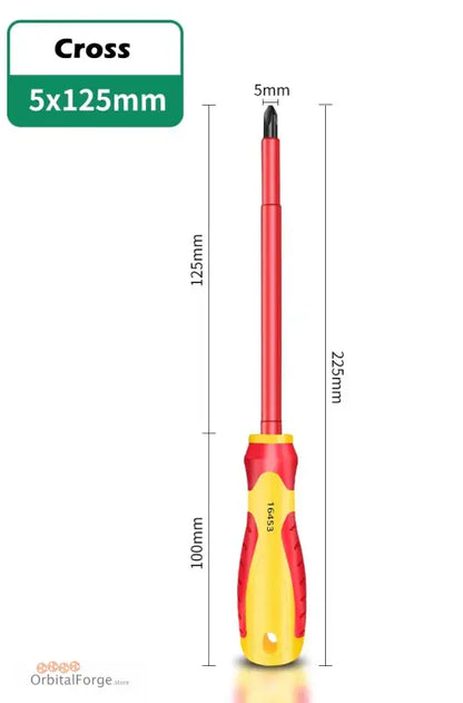 Red and yellow cross-head screwdriver.