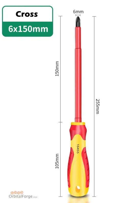 Red and yellow cross-head screwdriver.