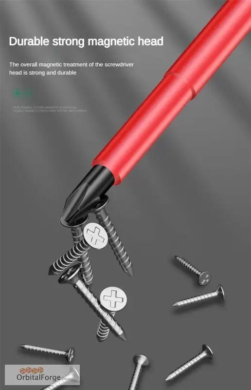 Magnetic screwdriver with screws.