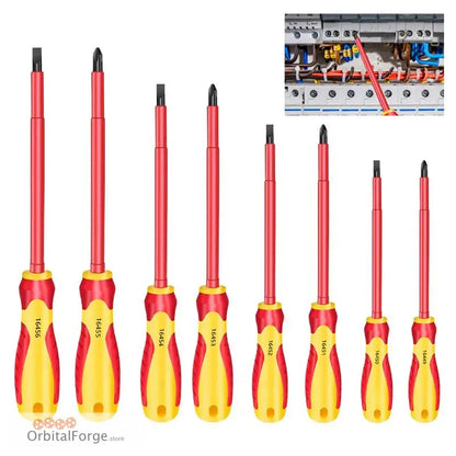 Set of insulated screwdrivers.