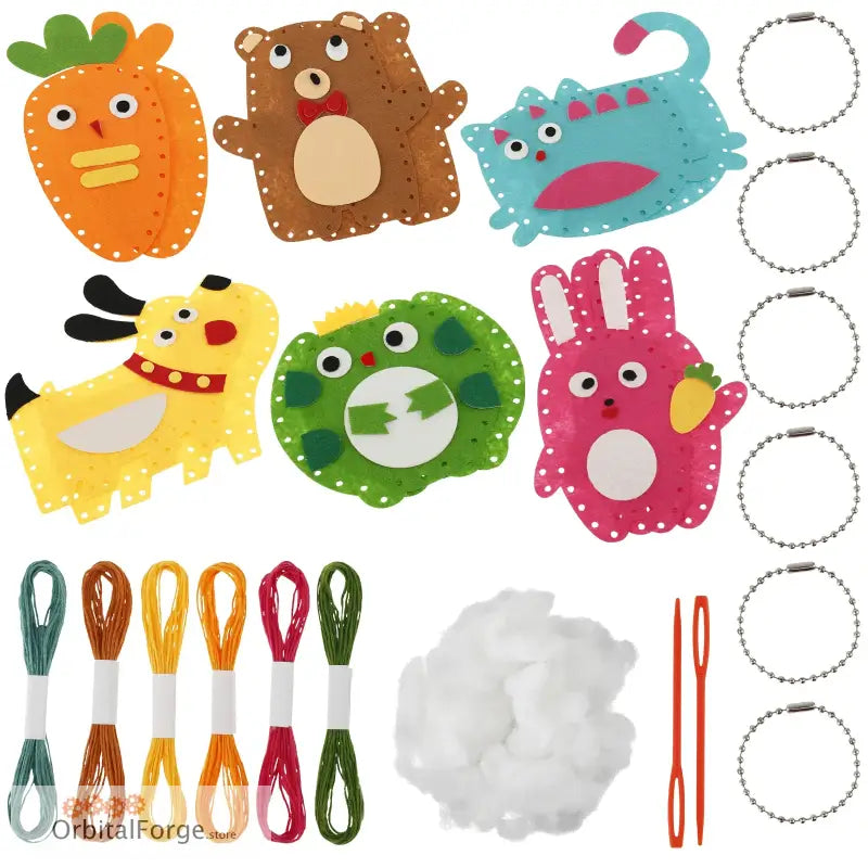 Kids’ Sewing Kit - Cute Animal Craft Set for Fun & Educational DIY Doll Sewing Perfect for Beginners - 1