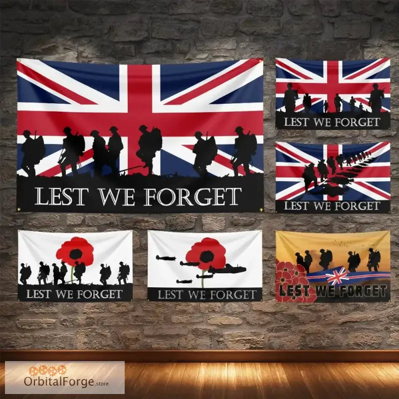 ’Lest We Forget’ UK Flag Banner - High-Quality Polyester with Digital Printing for Patriotic Decor