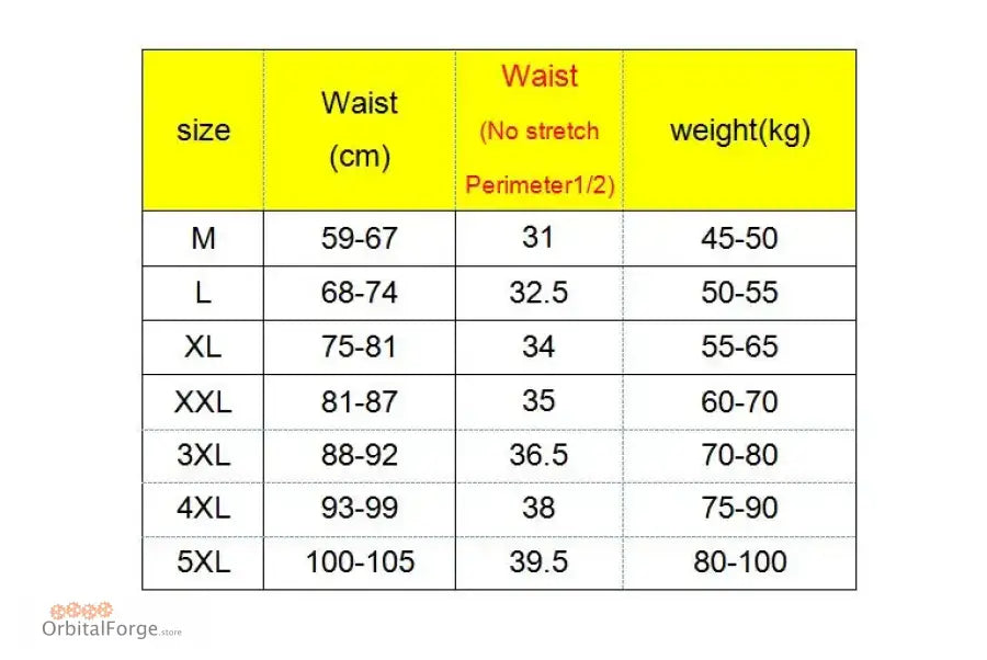 Size chart for Men’s Cotton Bikini Underwear showing waist and weight ranges for sizes M to 5XL