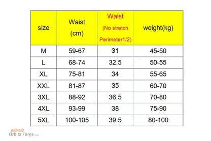 Size chart for Men’s Cotton Bikini Underwear showing waist and weight ranges for sizes M to 5XL