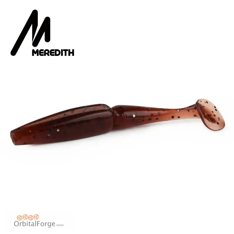 Brown plastic fishing lure with a paddle tail design.