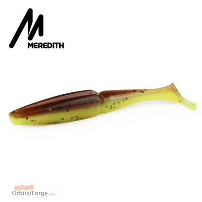 Meredith Crazy Shiner Soft Plastic Fishing Lure in brown and chartreuse colors