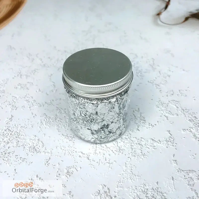 Silver-foil-covered jar.