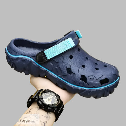 Navy Men’s Summer Garden Clogs 7 - 11.5 - Lightweight EVA Hole Shoes Casual Water Slippers for Outdoor & Home