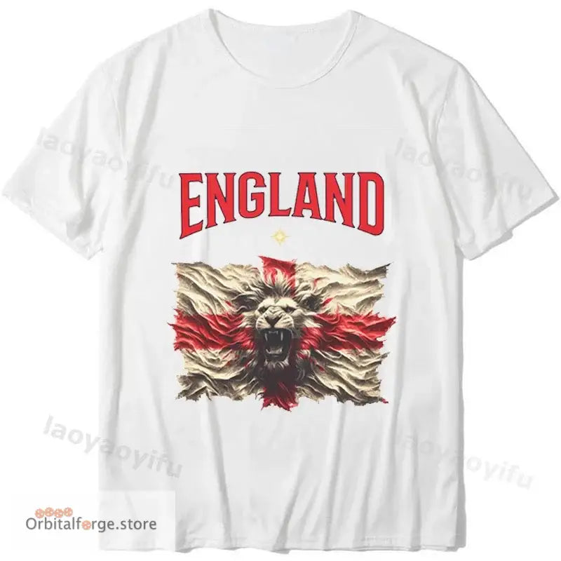 New England London Union Flag T-Shirt - Unisex Retro Streetwear Breathable Patriotic Tee in Sizes XS-4XL - English Lion