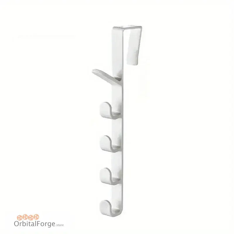 White over-the-door hook rack.