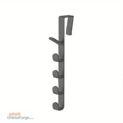 Over-the-door metal hook rack.