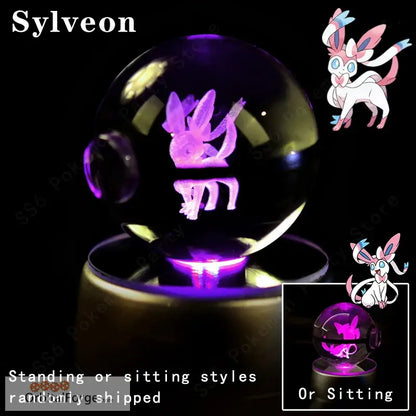 Pokemon Crystal Ball 3D Night Light - Pikachu Gengar Mew & Mewtwo Figures with LED Lamp Base Perfect Birthday Gift