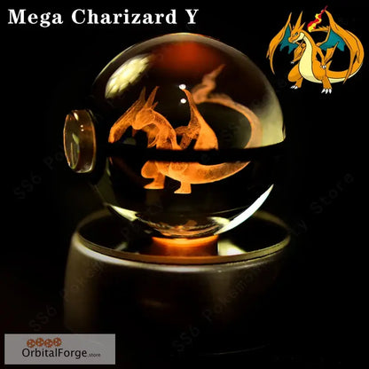 Pokemon Crystal Ball 3D Night Light - Pikachu Gengar Mew & Mewtwo Figures with LED Lamp Base Perfect Birthday Gift