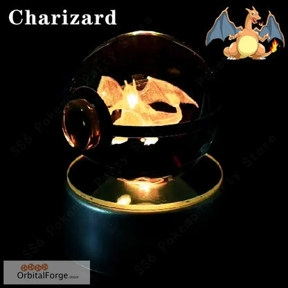 Pokemon Crystal Ball 3D Night Light - Pikachu Gengar Mew & Mewtwo Figures with LED Lamp Base Perfect Birthday Gift