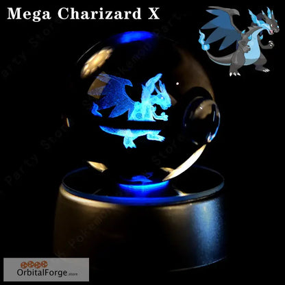 Pokemon Crystal Ball 3D Night Light - Pikachu Gengar Mew & Mewtwo Figures with LED Lamp Base Perfect Birthday Gift