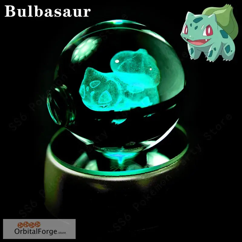 Pokemon Crystal Ball 3D Night Light - Pikachu Gengar Mew & Mewtwo Figures with LED Lamp Base Perfect Birthday Gift