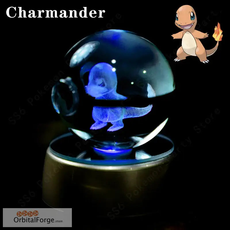 Pokemon Crystal Ball 3D Night Light - Pikachu Gengar Mew & Mewtwo Figures with LED Lamp Base Perfect Birthday Gift