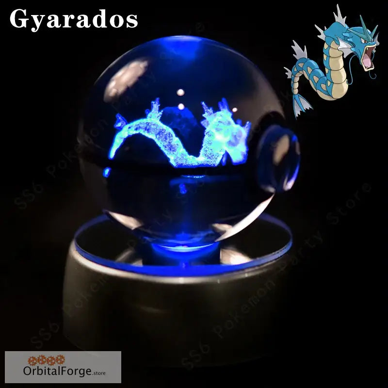 Pokemon Crystal Ball 3D Night Light - Pikachu Gengar Mew & Mewtwo Figures with LED Lamp Base Perfect Birthday Gift