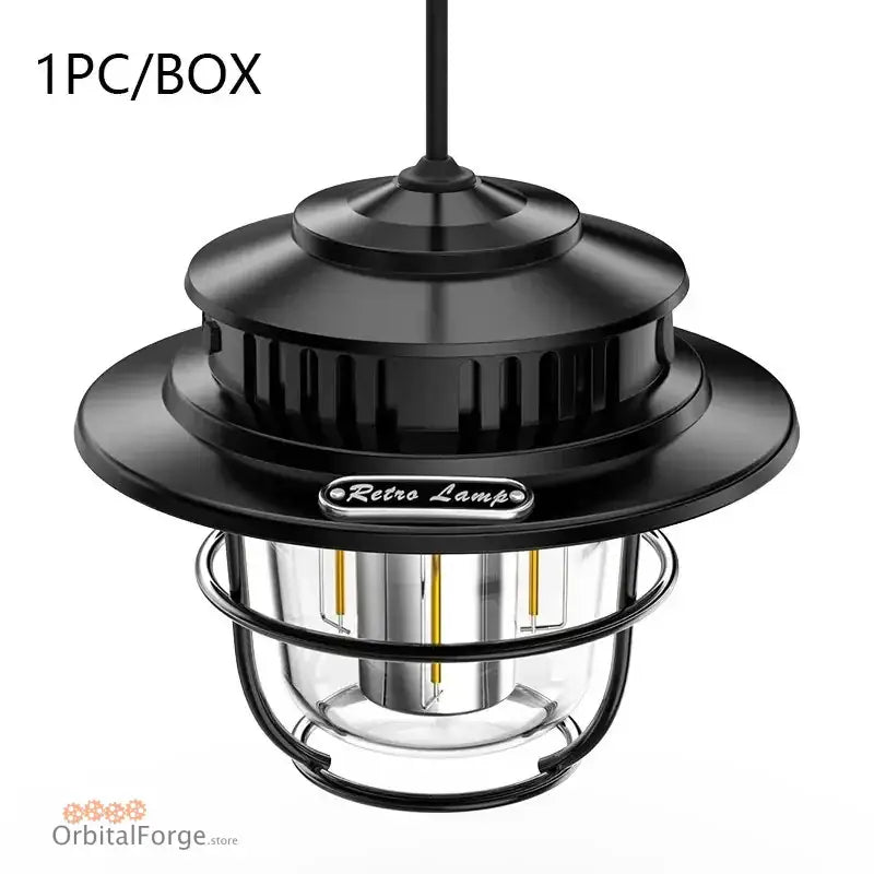 Black metal pendant lamp with a nautical/industrial design featuring a glass enclosure.