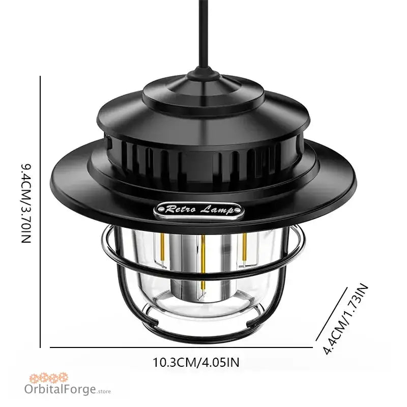 Black outdoor pendant light fixture with a tiered dome top and glass enclosure.