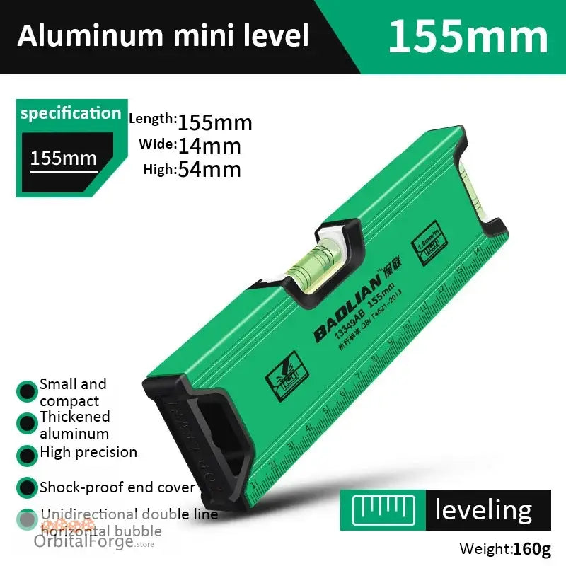 Portable High Precision Magnetic Bubble Level - Aluminum Mini Spirit Level for 100-200mm Leveling Tasks - Double bubble