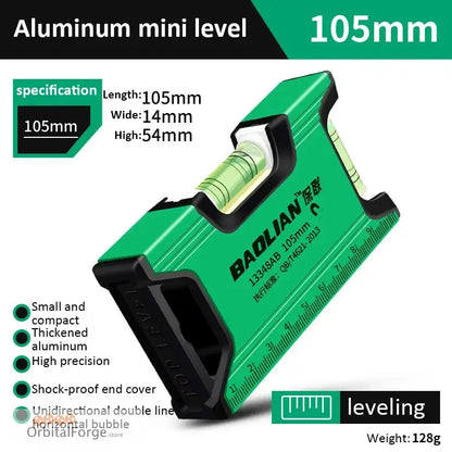 Portable High Precision Magnetic Bubble Level - Aluminum Mini Spirit Level for 100-200mm Leveling Tasks - Double bubble