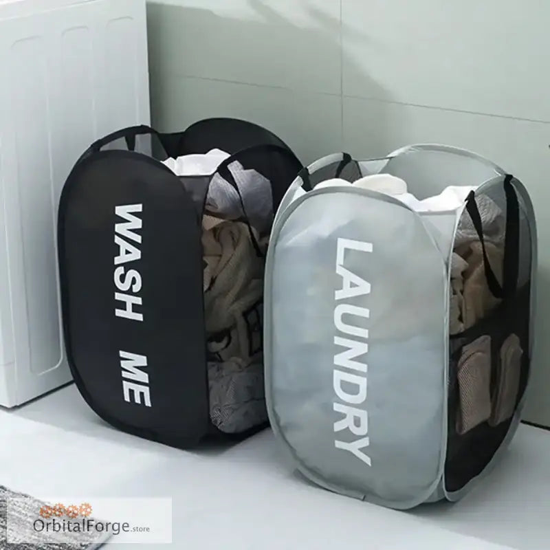 Portable Mesh Pop-Up Laundry Hamper - Wide Opening Breathable Collapsible Basket for Dorm Travel & Bathroom