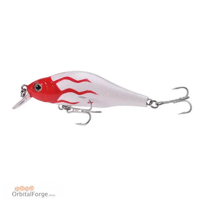 Red and white durable hard plastic minnow lure with treble hooks for catching Pike