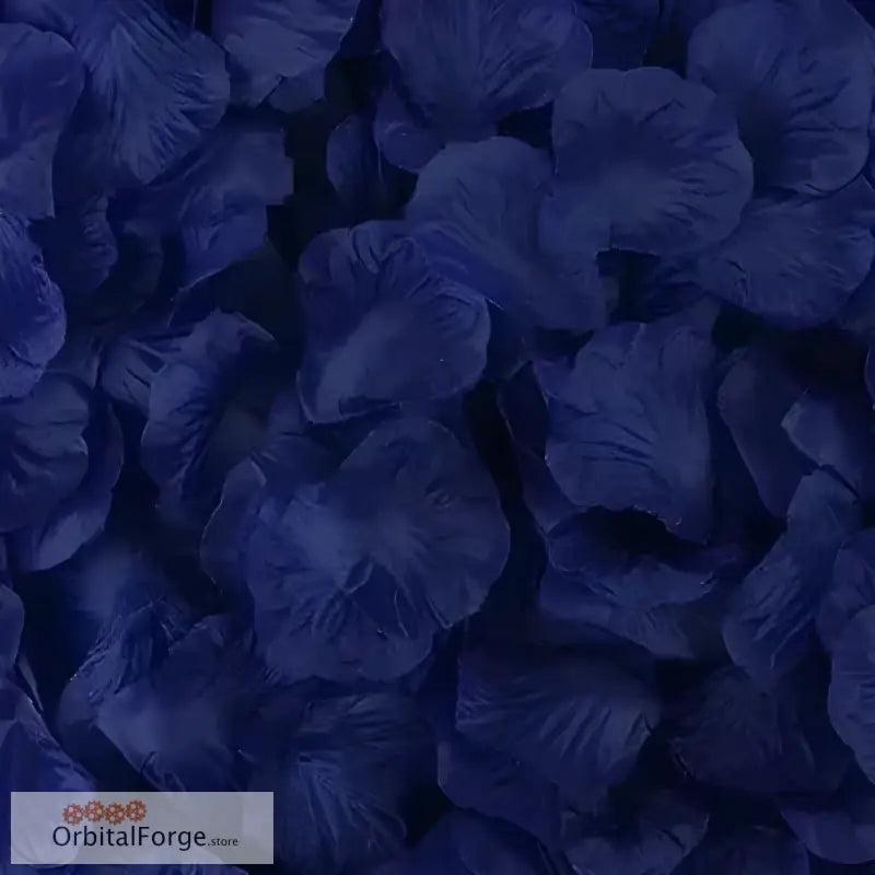 Deep navy blue flower petals with delicate ruffled edges.