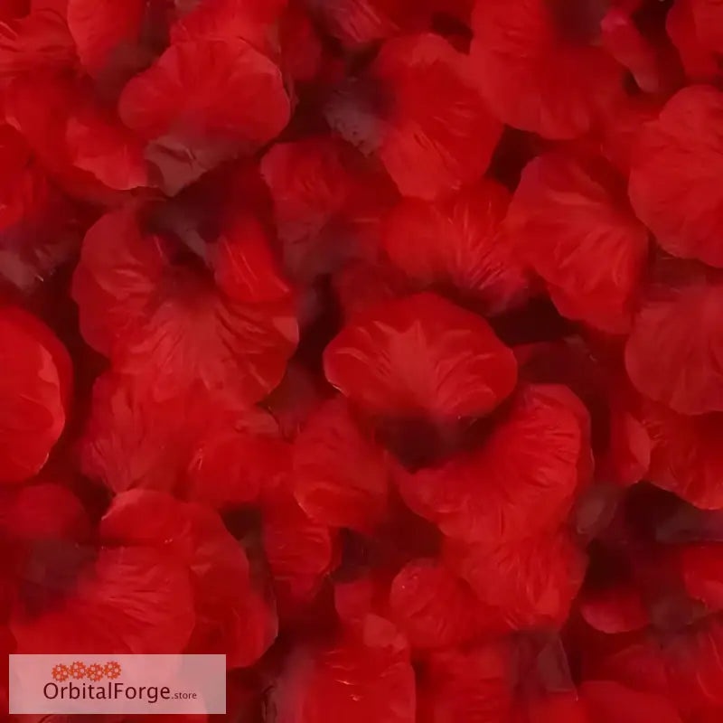 Red rose petals arranged in a dense pattern.