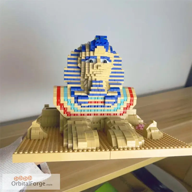 Sphinx Model Building Micro Mini Bricks Set - DIY Egypt Statue Puzzle with Interlocking Bricks for Creative Display