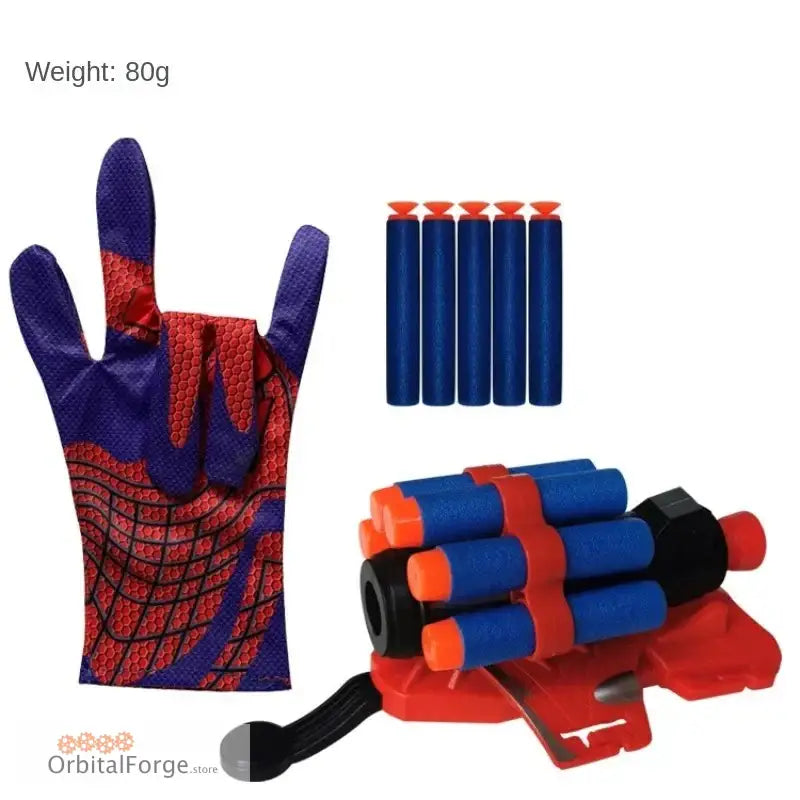 Spider-Man Soft Bullet Launcher Wrist Glove - Fun Toy Gun Set for Boys with Safe Darts Perfect for Superhero Play (Ages