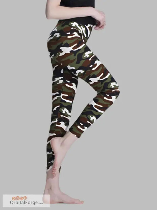 Stylish Camouflage Leggings for Casual Wear featuring a Slim Stretch Fit on legs