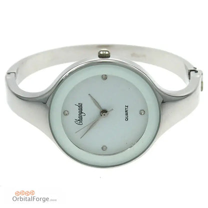 Stylish Women’s Cuff Watch featuring a stainless steel bracelet and mint-colored face