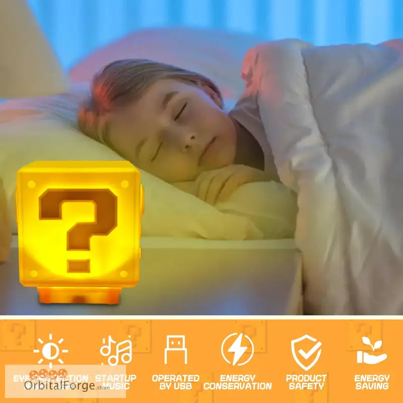 Super Mario LED Question Mark Night Light with Music - Perfect Gift for Kids & Fans - With Box