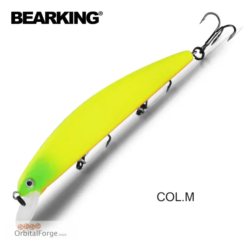 Yellow and green fishing lure with fish skin design and hooks for super weight fishing