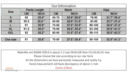 Size chart for Tropical Camouflage Leggings with Slim Stretch for Casual Wear