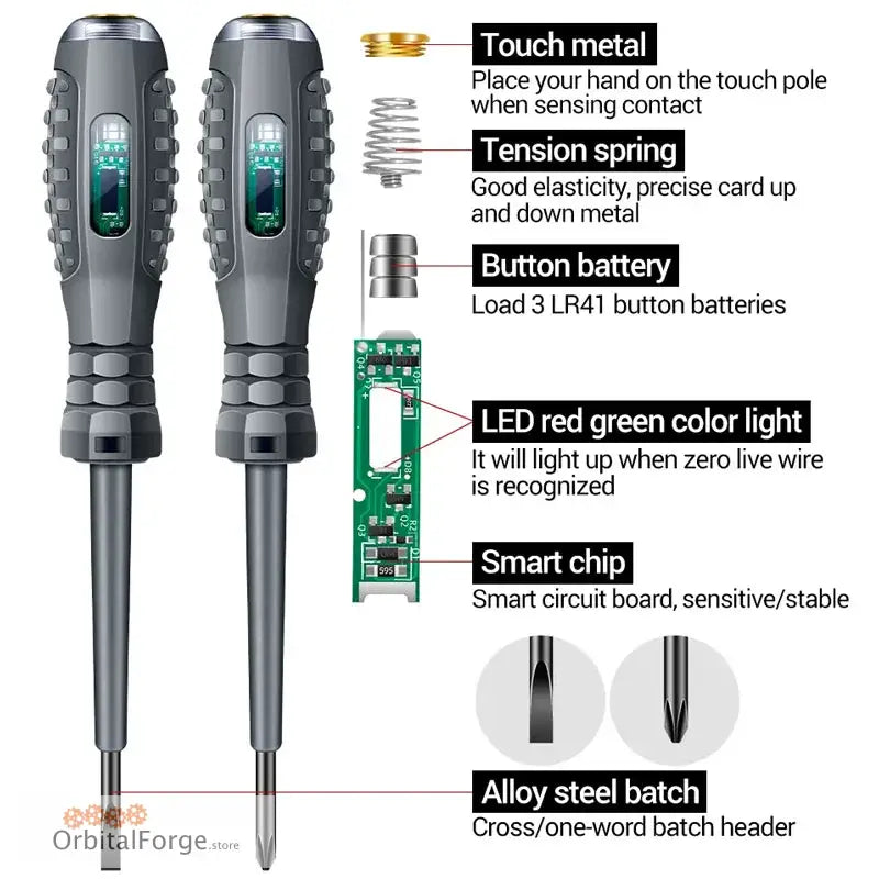 Two screwdrivers with internal components diagram.