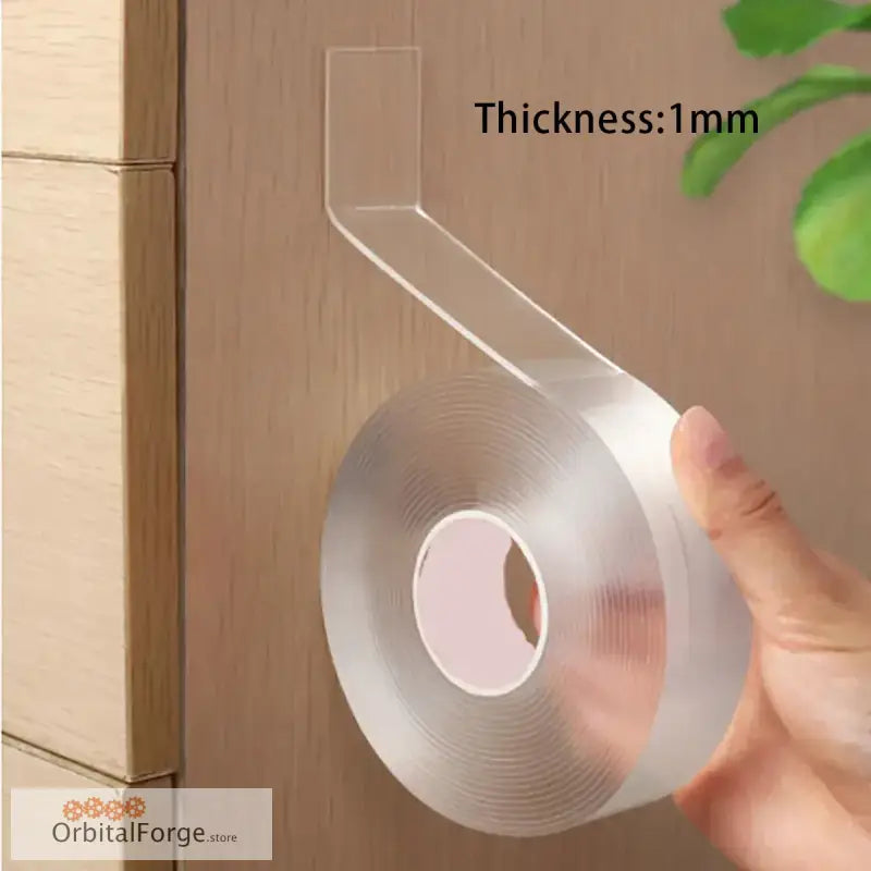 Roll of transparent adhesive tape.