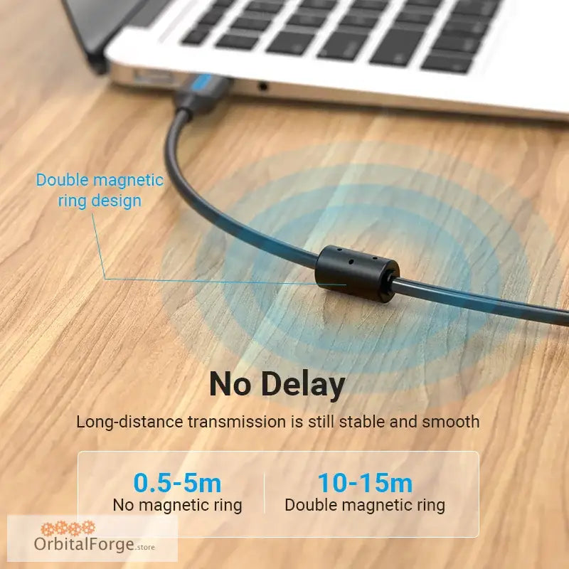 Magnetic ring USB printer cable with oxygen-free copper for optimal data transfer distance