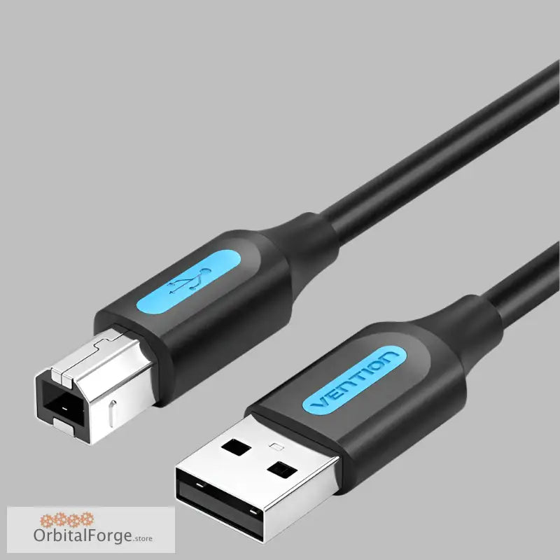 USB Printer Cable with Oxygen-Free Copper for reliable data transfer, featuring blue accents