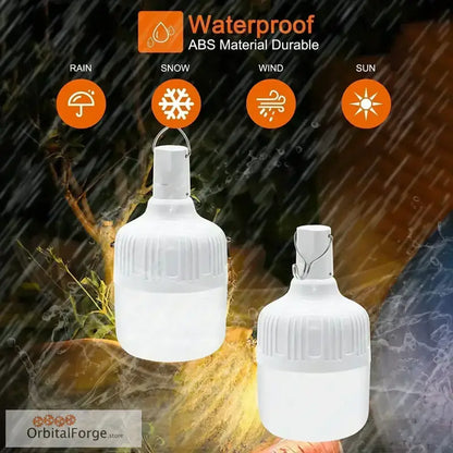 Waterproof LED light bulbs with white plastic housing.